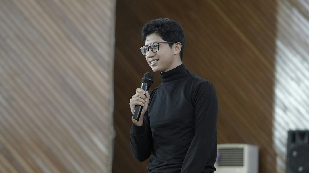 person practicing speech